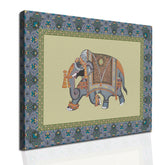 Mughal Elephat Madhubani Paintings Canvas Art Indian Ethnic Traditional Wall Art Large Size Perfect For Living Rooms, Bedrooms, and Office Spaces
